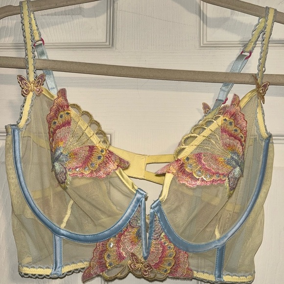 For Love And Lemons Pink and Blue Lace Bra with Delicate Detailing - Picture 3 of 6